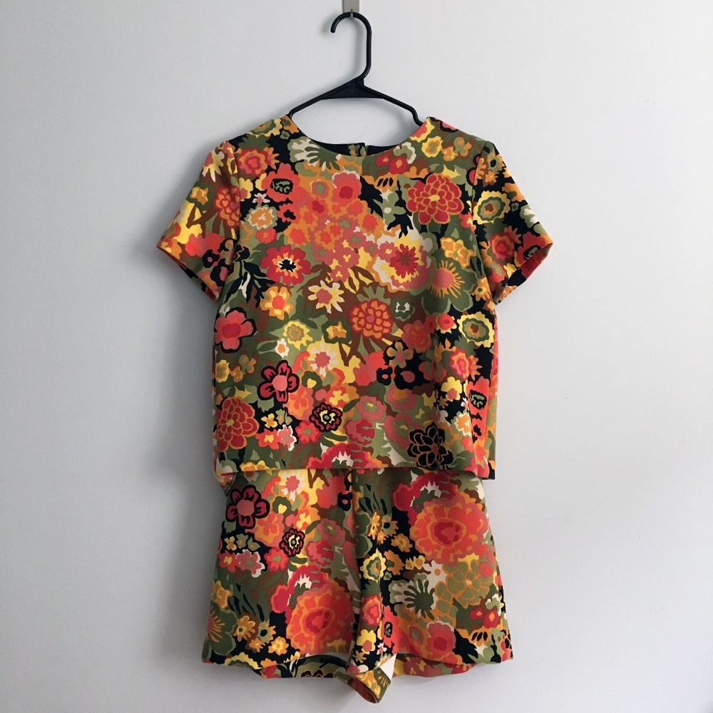 ZARA floral romper | playsuit jumpsuit short